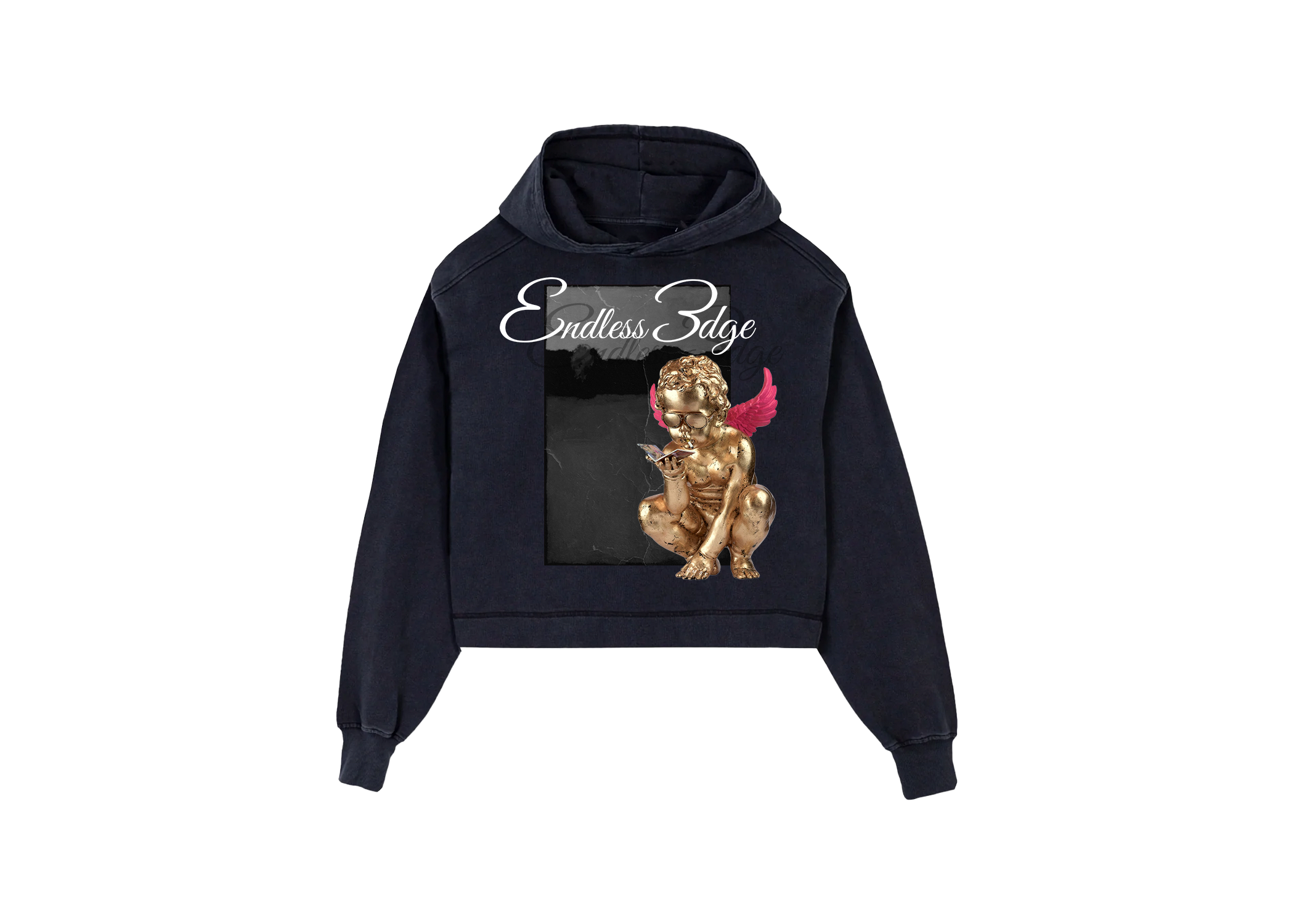 Endless Edge designer vintage fade Golden Angel Cropped Hoodie